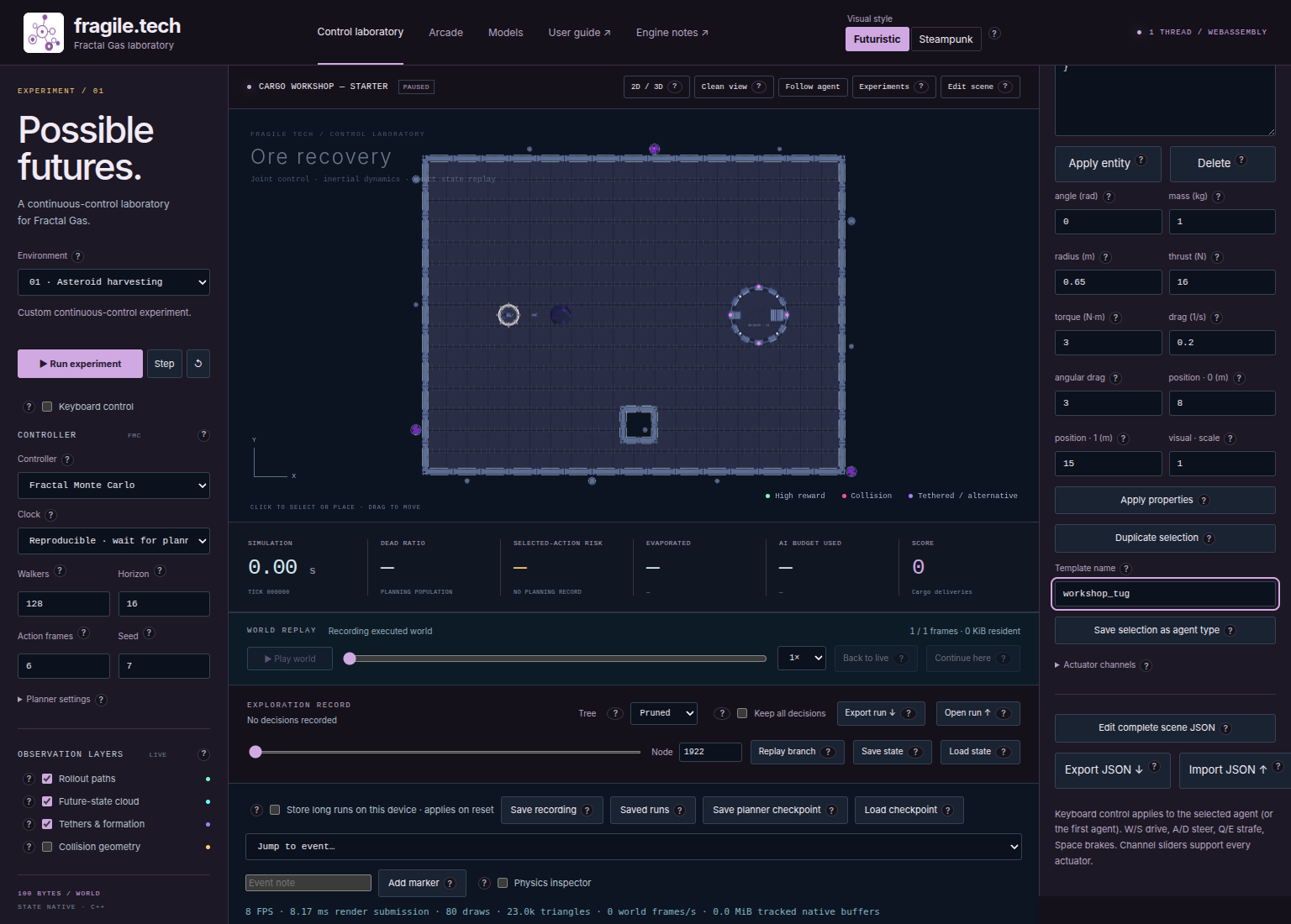 Agent template name and reusable agent controls in the Lab editor.